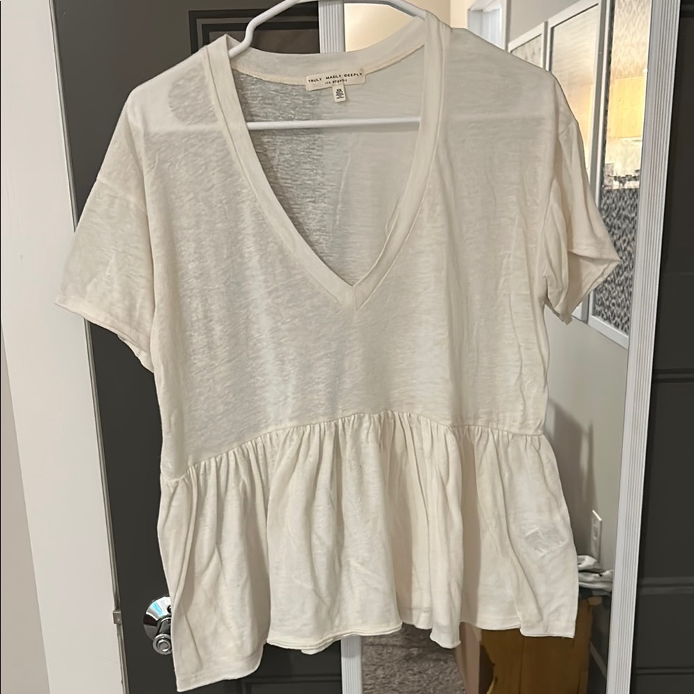 Madewell Women's Cream V-Neck Top